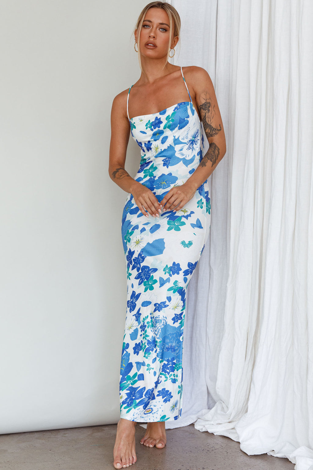 You're My Sunshine Tie-Up Back Midi Dress Blue by Selfie Leslie