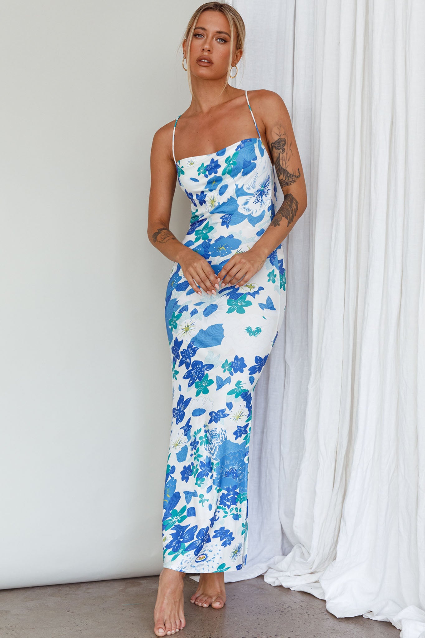 You're My Sunshine Tie-Up Back Midi Dress Blue by Selfie Leslie