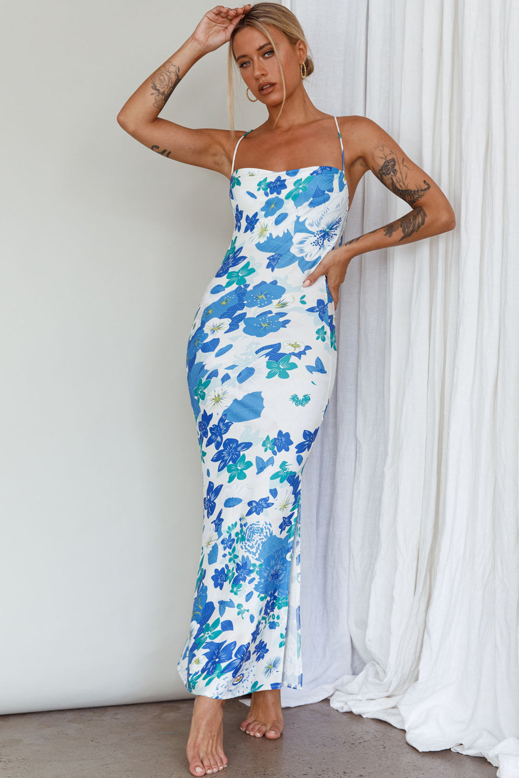 You're My Sunshine Tie-Up Back Midi Dress Blue by Selfie Leslie