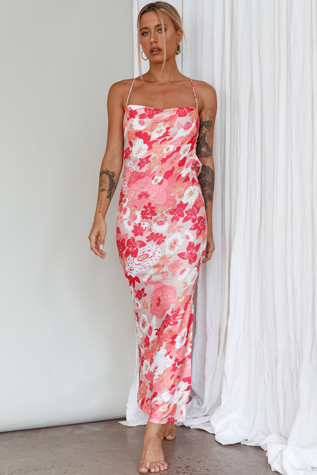You're My Sunshine Tie-Up Back Midi Dress Pink by Selfie Leslie