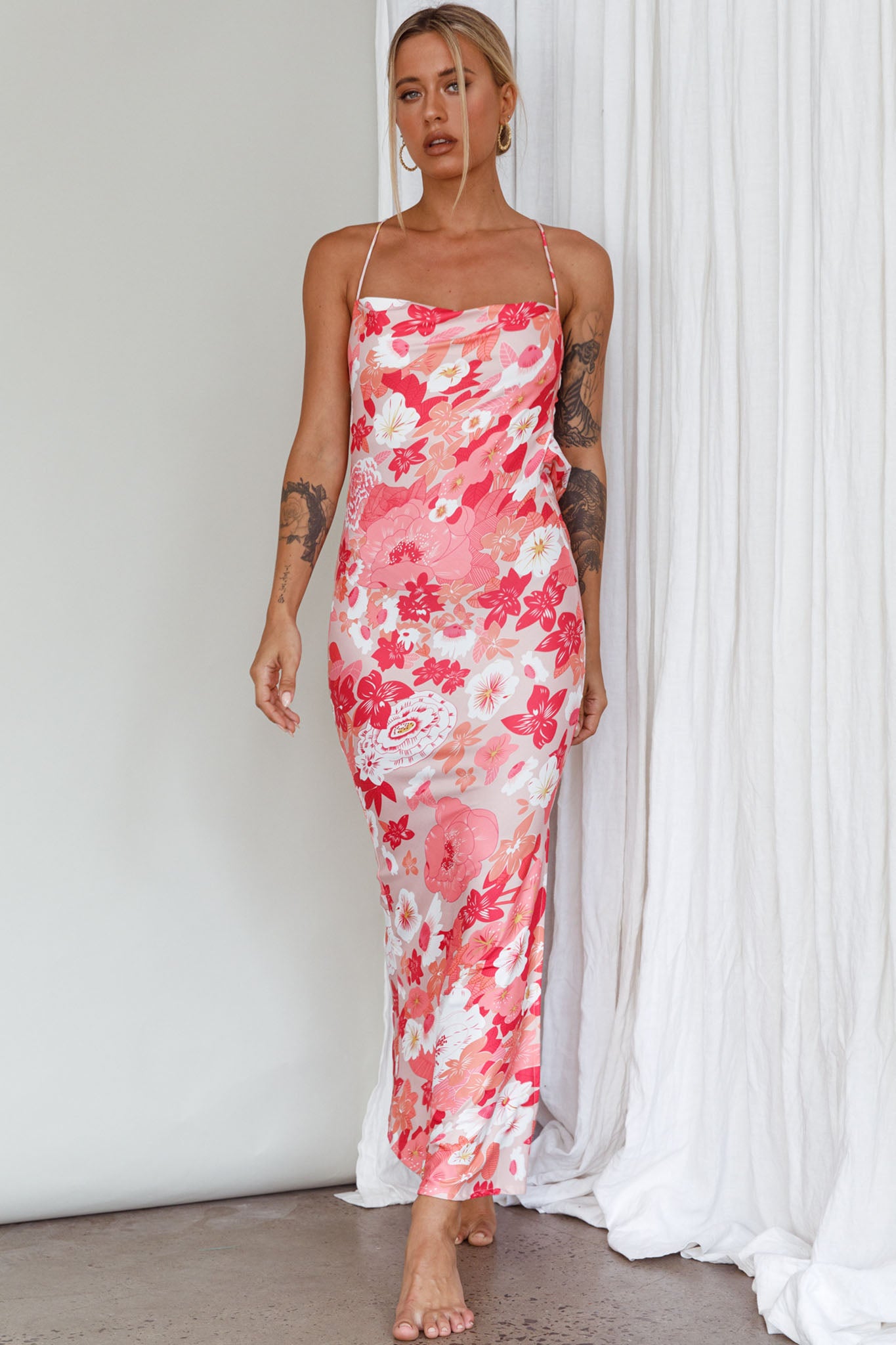 You're My Sunshine Tie-Up Back Midi Dress Pink by Selfie Leslie