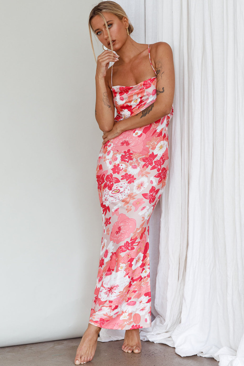 You're My Sunshine Tie-Up Back Midi Dress Pink by Selfie Leslie