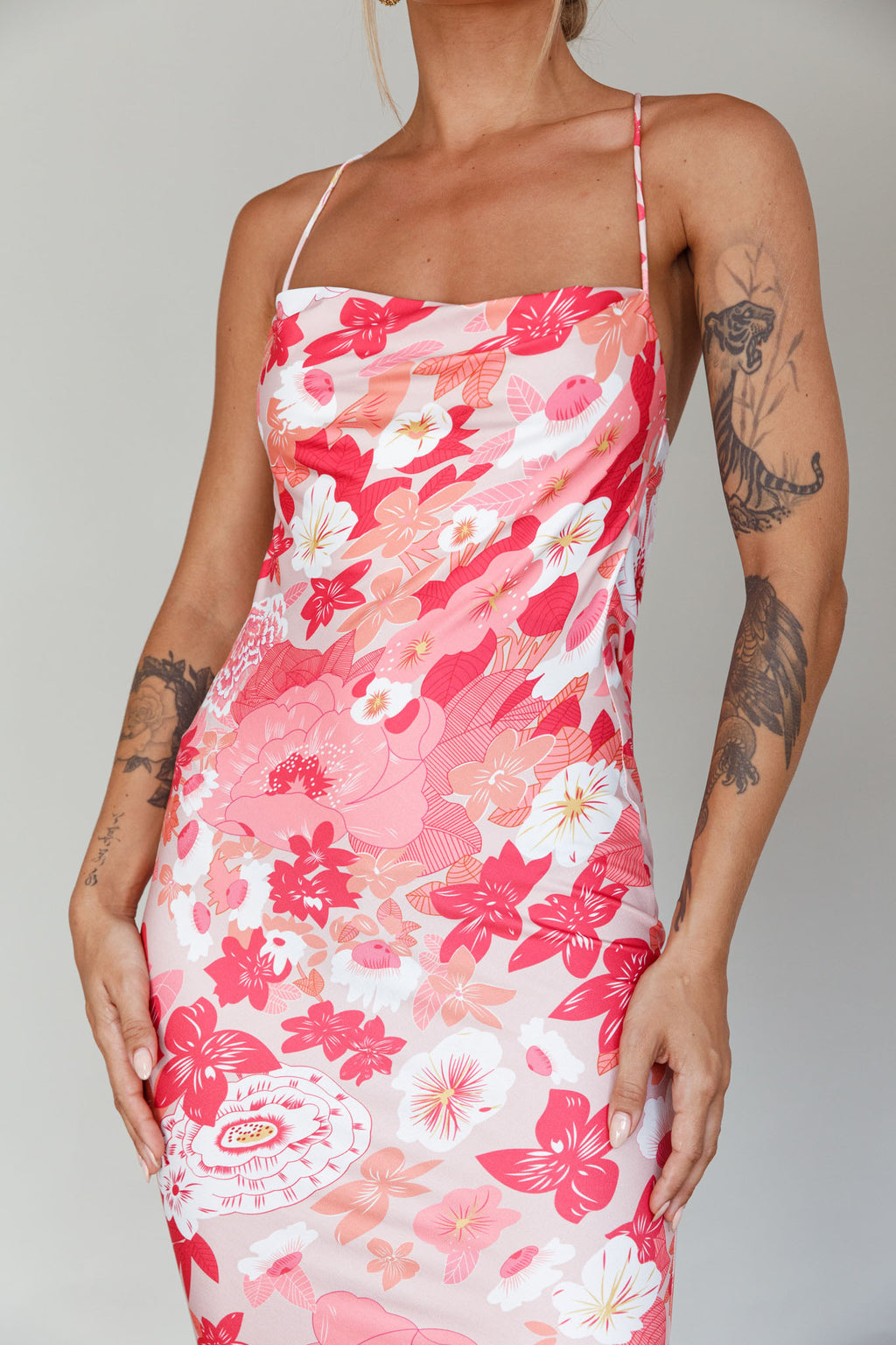 You're My Sunshine Tie-Up Back Midi Dress Pink by Selfie Leslie