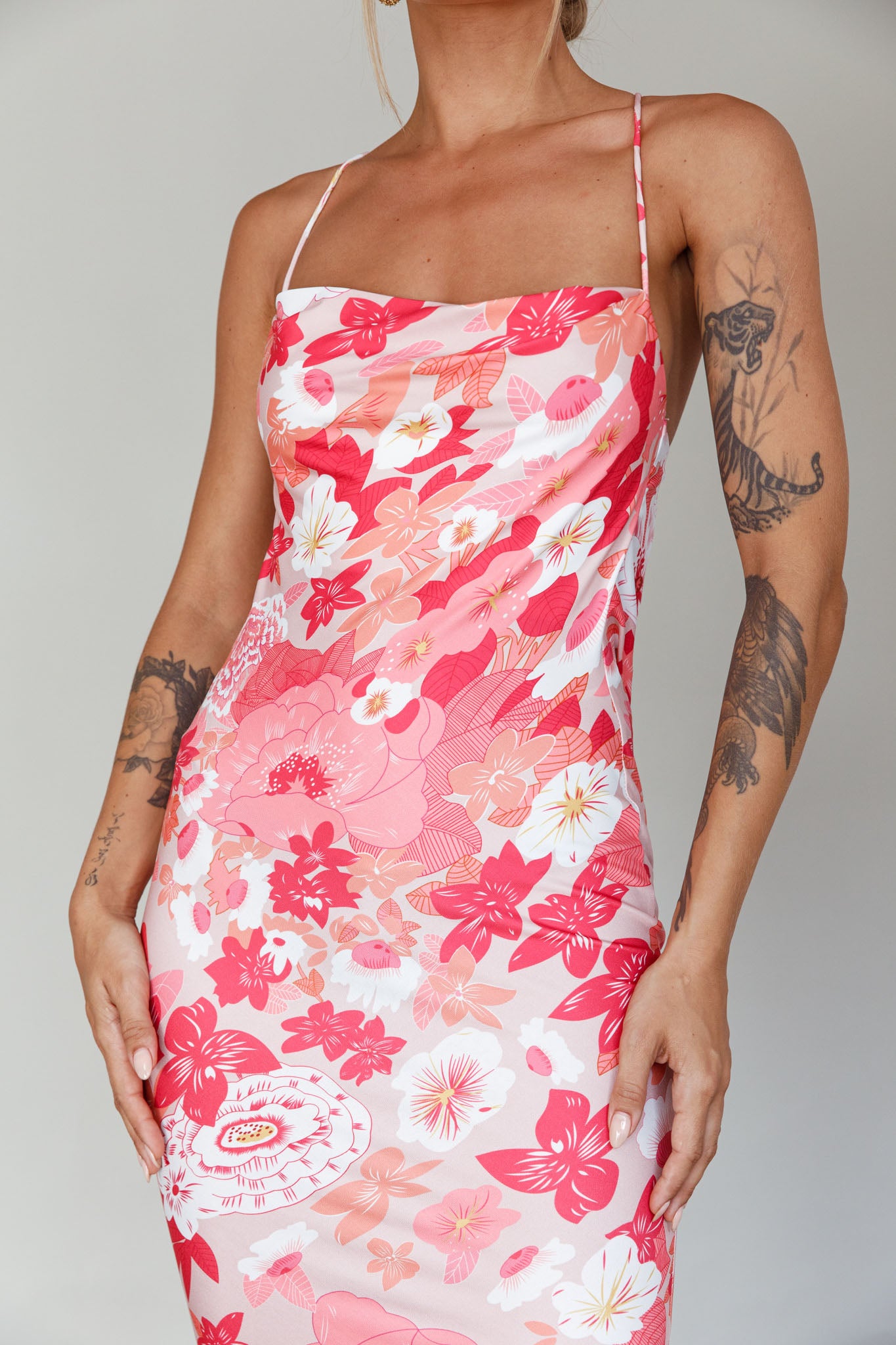 You're My Sunshine Tie-Up Back Midi Dress Pink by Selfie Leslie