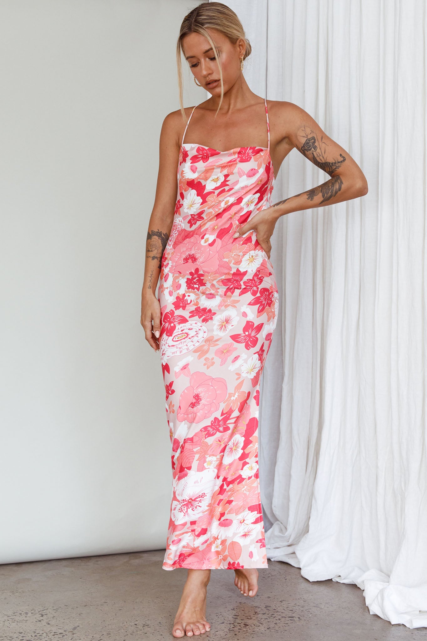 You're My Sunshine Tie-Up Back Midi Dress Pink by Selfie Leslie