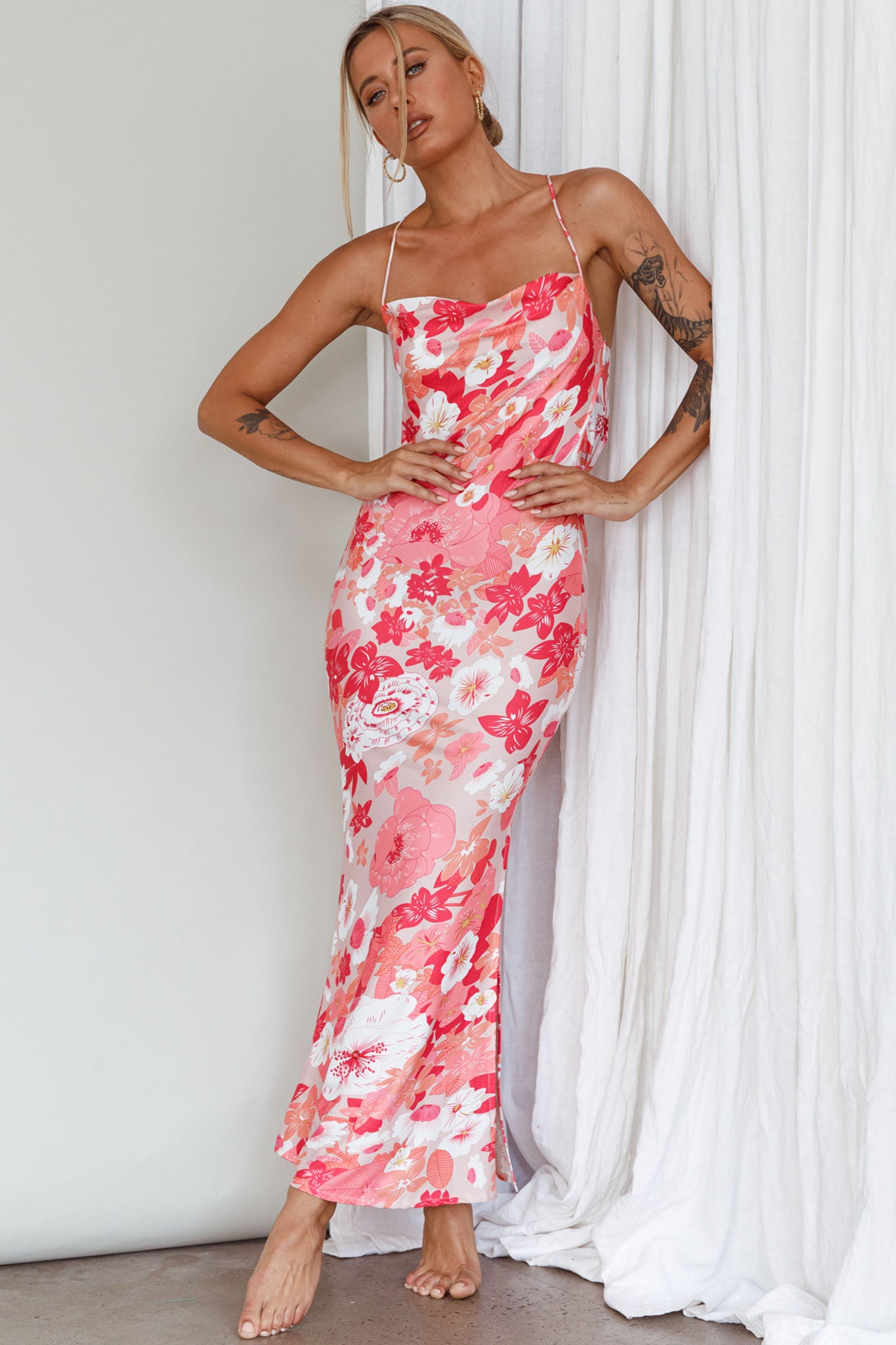 You're My Sunshine Tie-Up Back Midi Dress Pink by Selfie Leslie