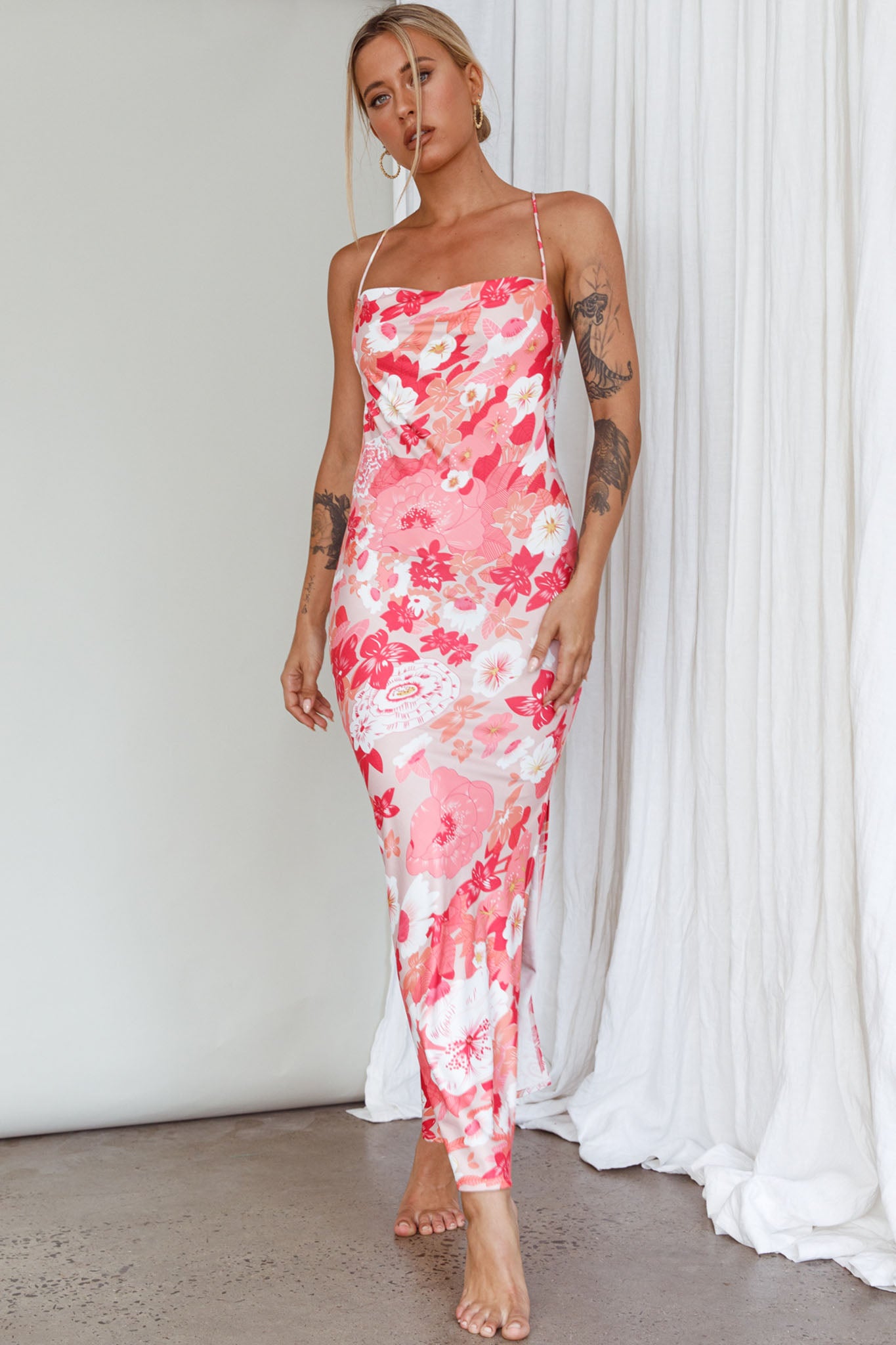 You're My Sunshine Tie-Up Back Midi Dress Pink by Selfie Leslie