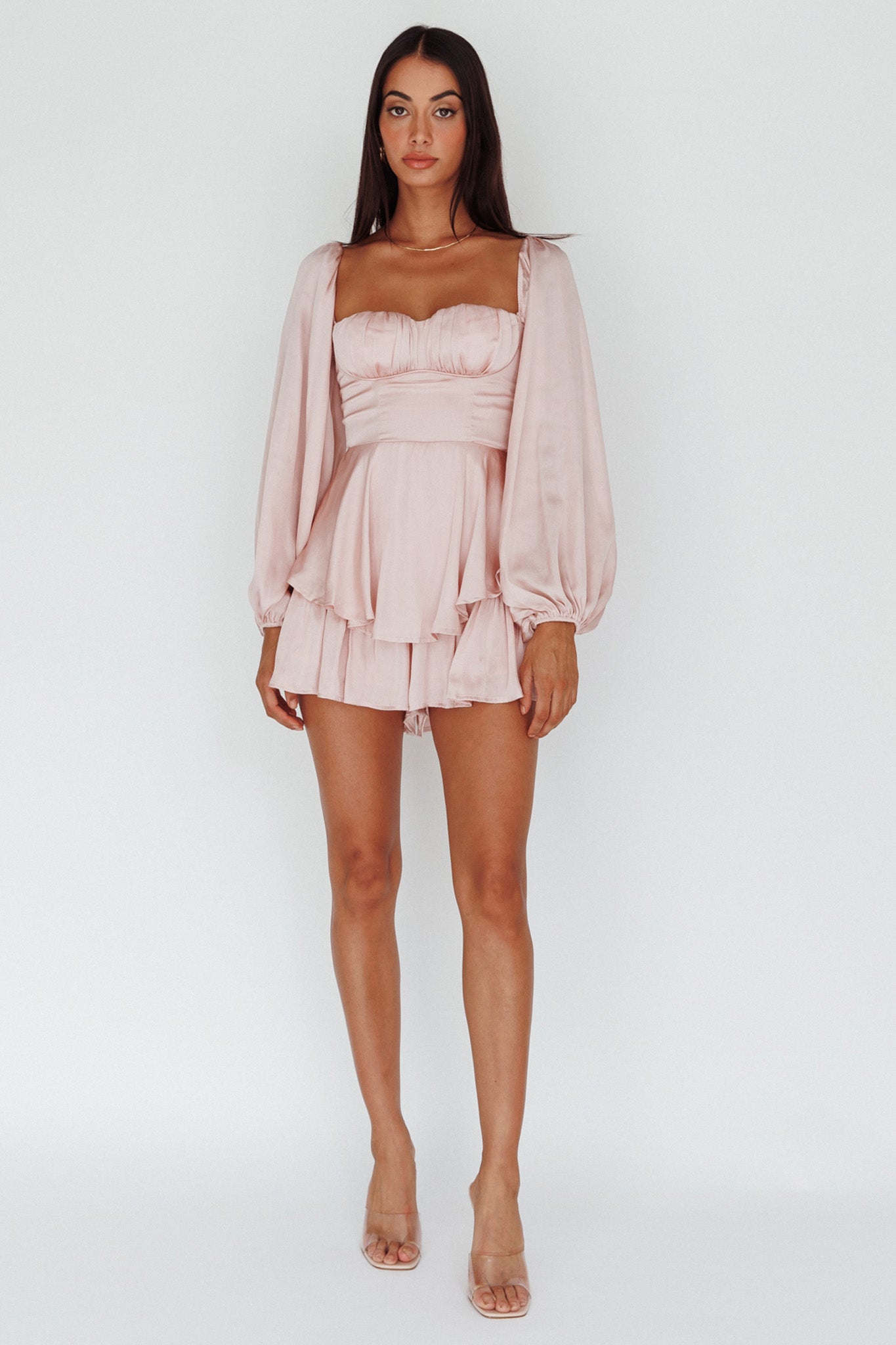 New Light Balloon Sleeve Romper Blush by Selfie Leslie