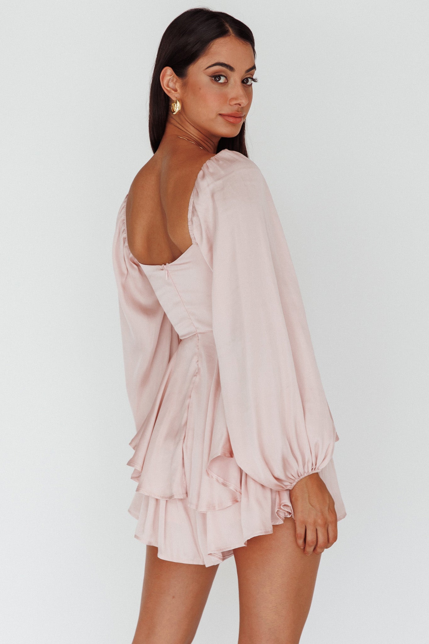 New Light Balloon Sleeve Romper Blush by Selfie Leslie