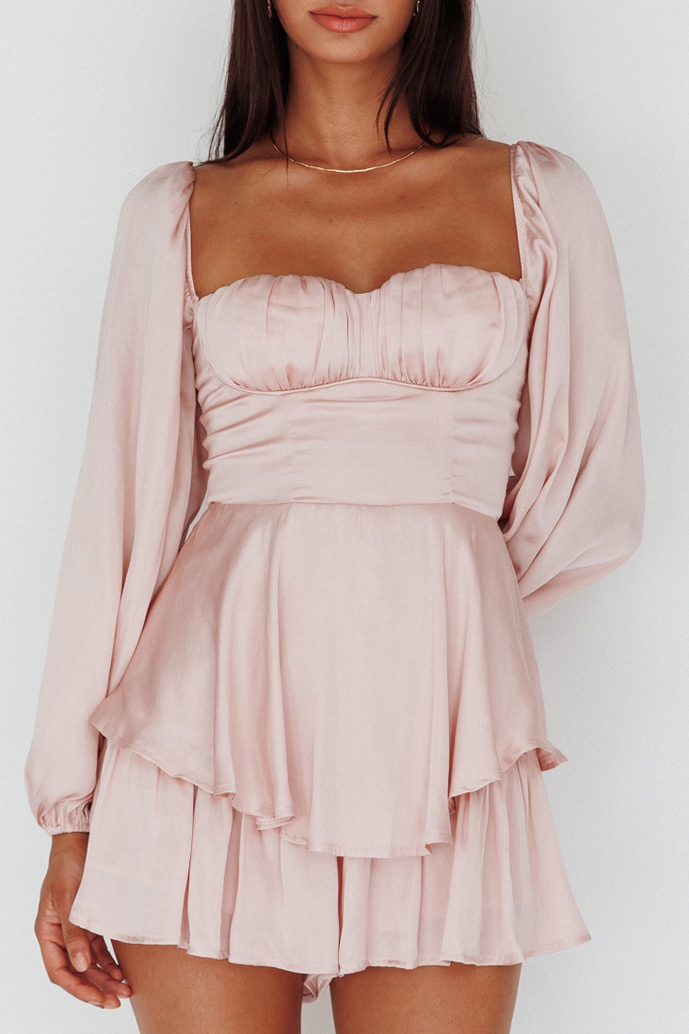 New Light Balloon Sleeve Romper Blush by Selfie Leslie