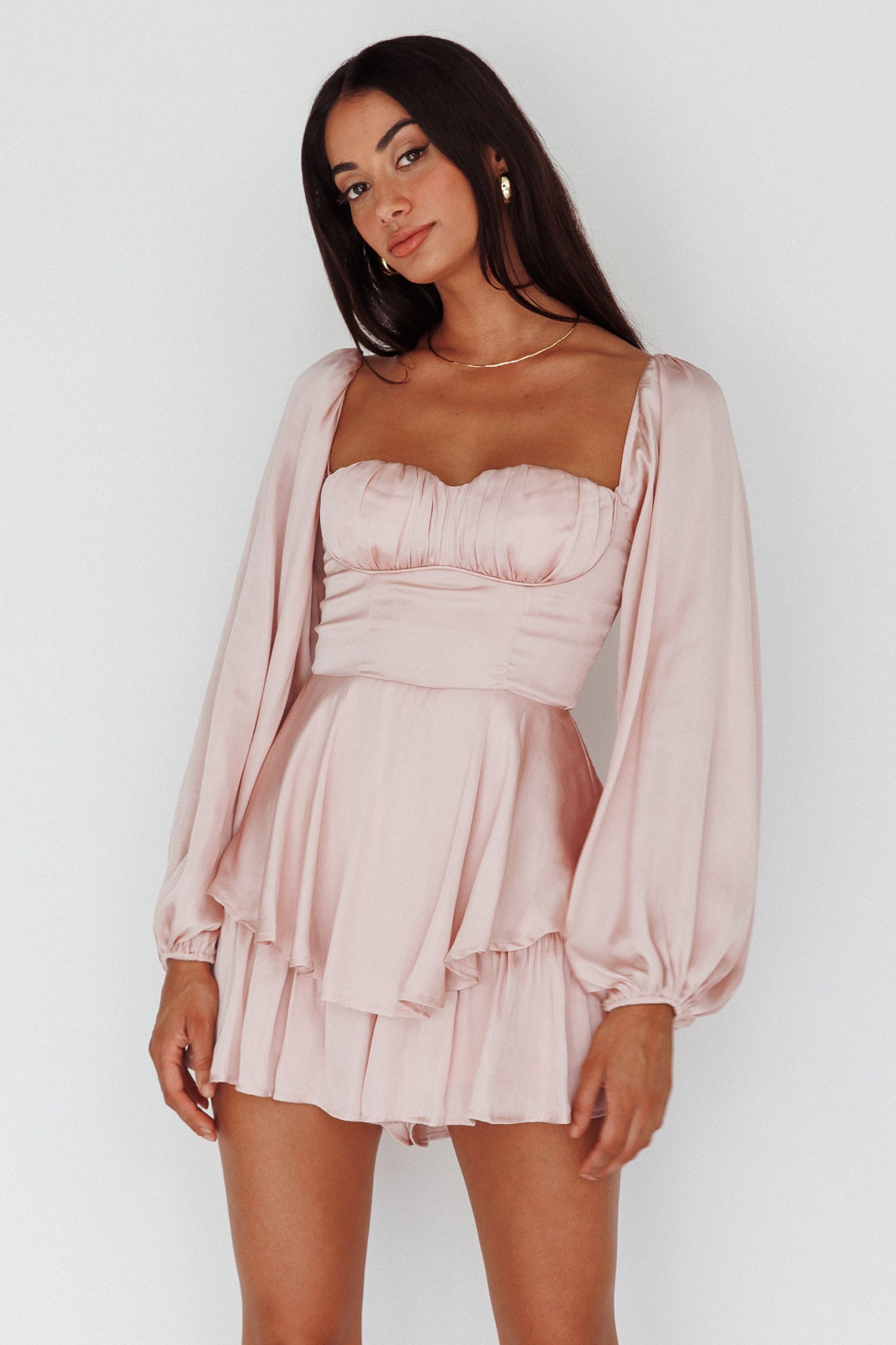 New Light Balloon Sleeve Romper Blush by Selfie Leslie