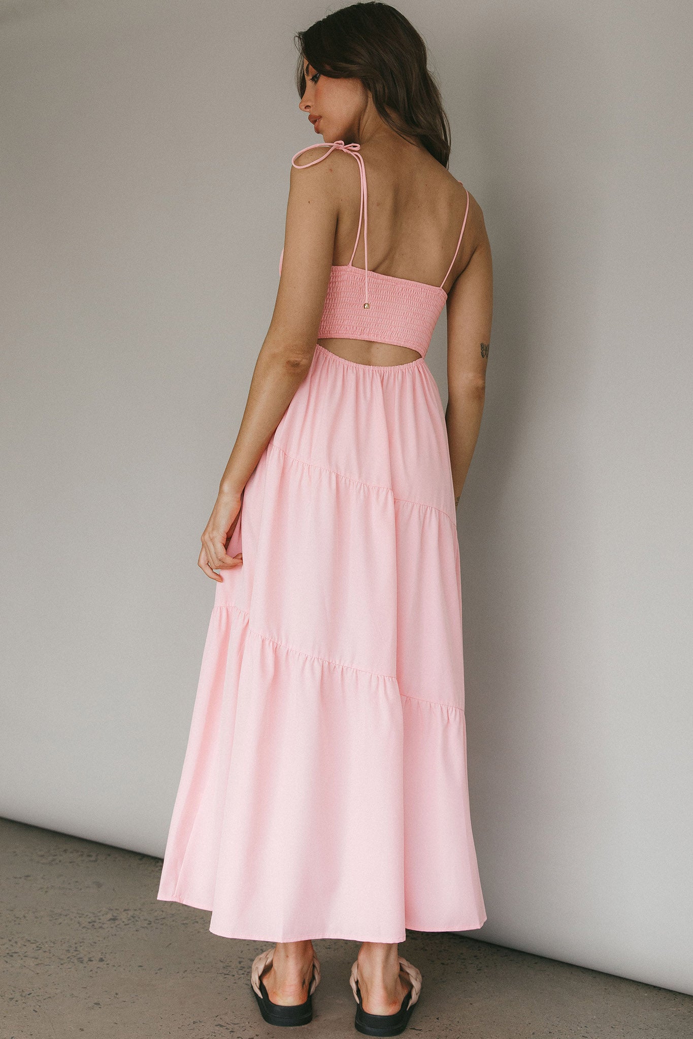 New Light Tied Shoulder Maxi Dress Blush by Selfie Leslie