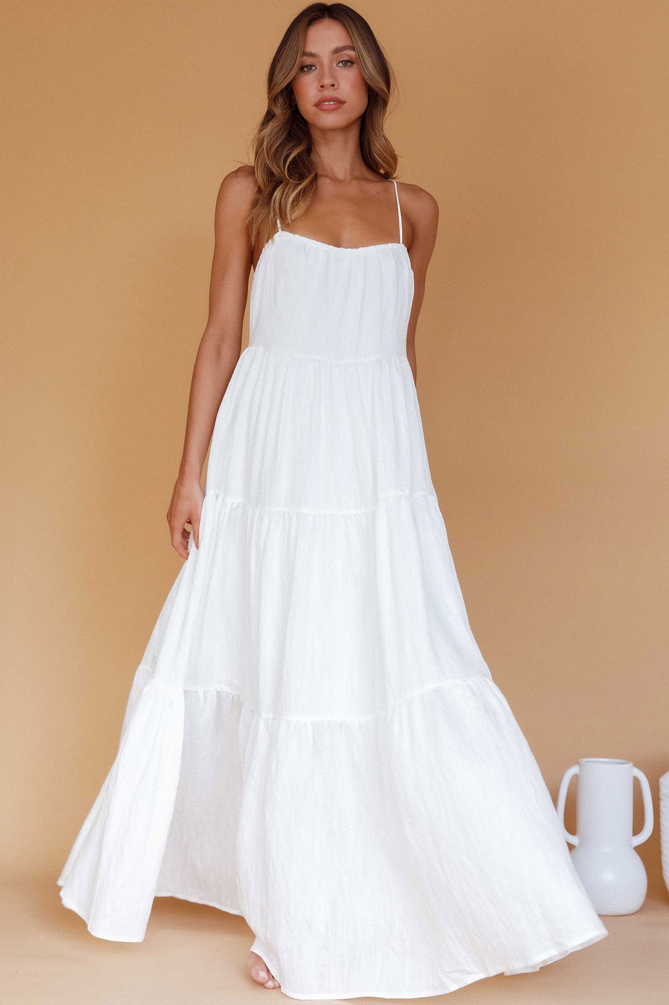 Bora Bora Tied Back Maxi Dress White by Selfie Leslie