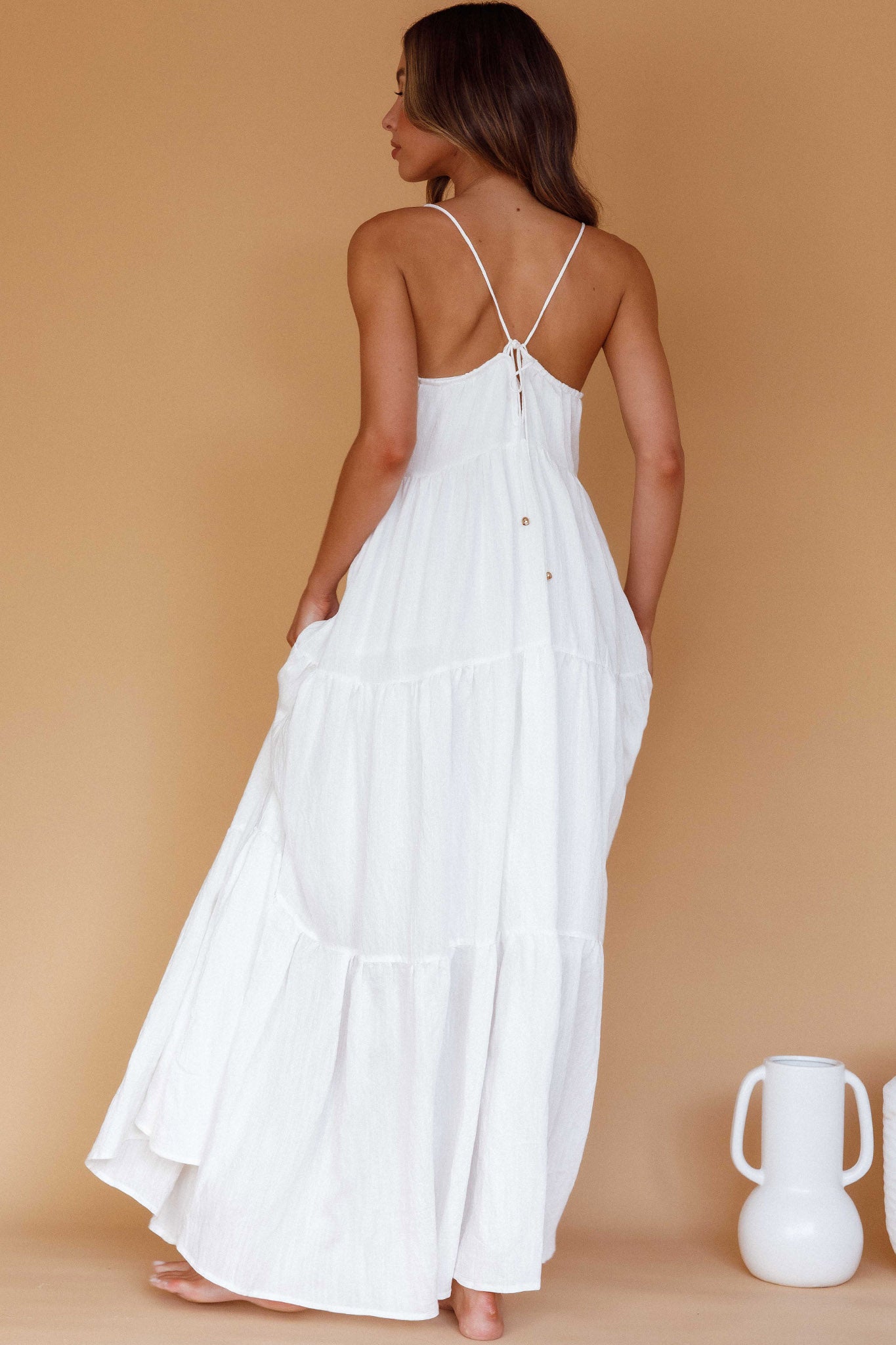 Bora Bora Tied Back Maxi Dress White by Selfie Leslie