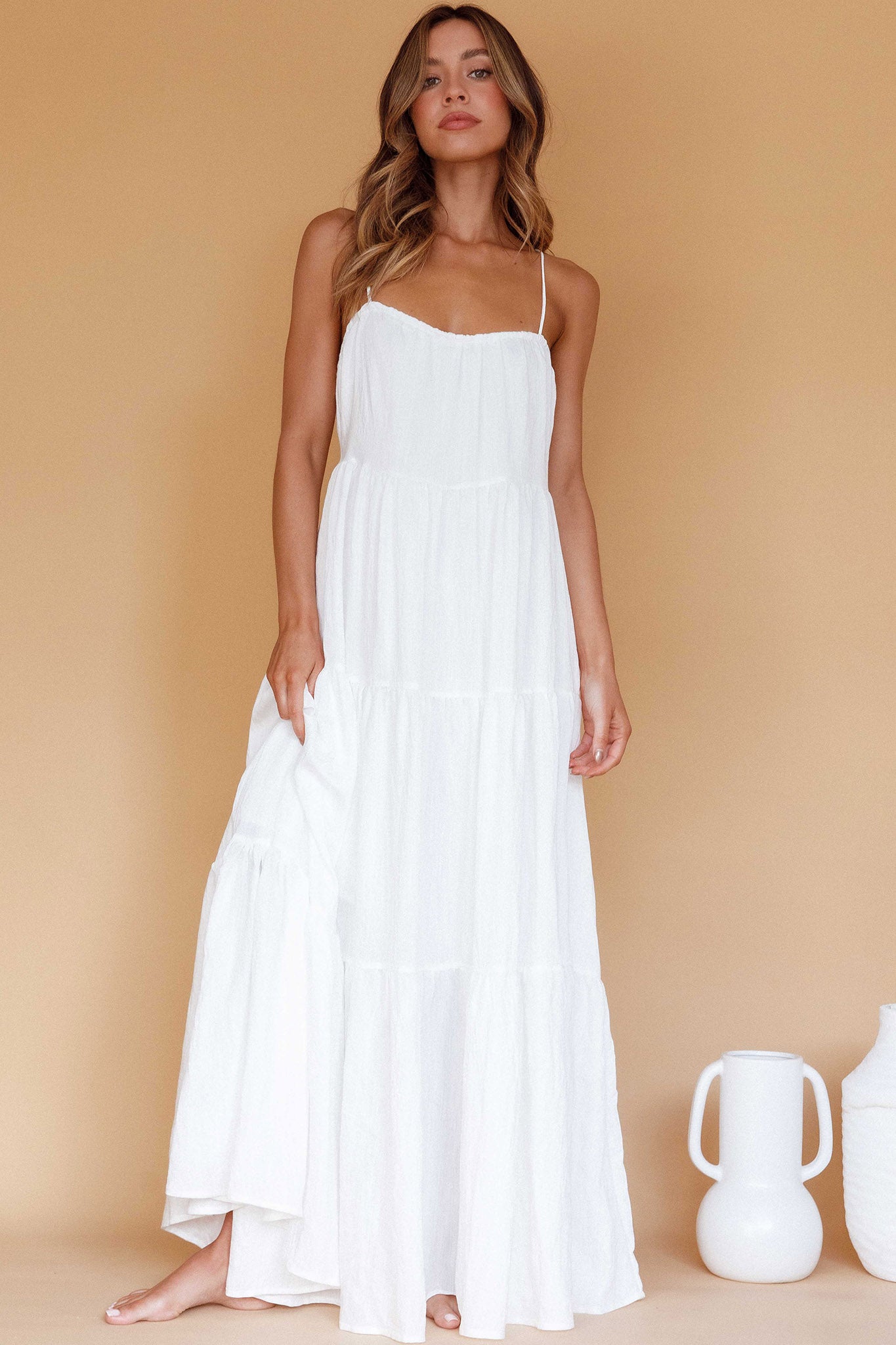 Bora Bora Tied Back Maxi Dress White by Selfie Leslie
