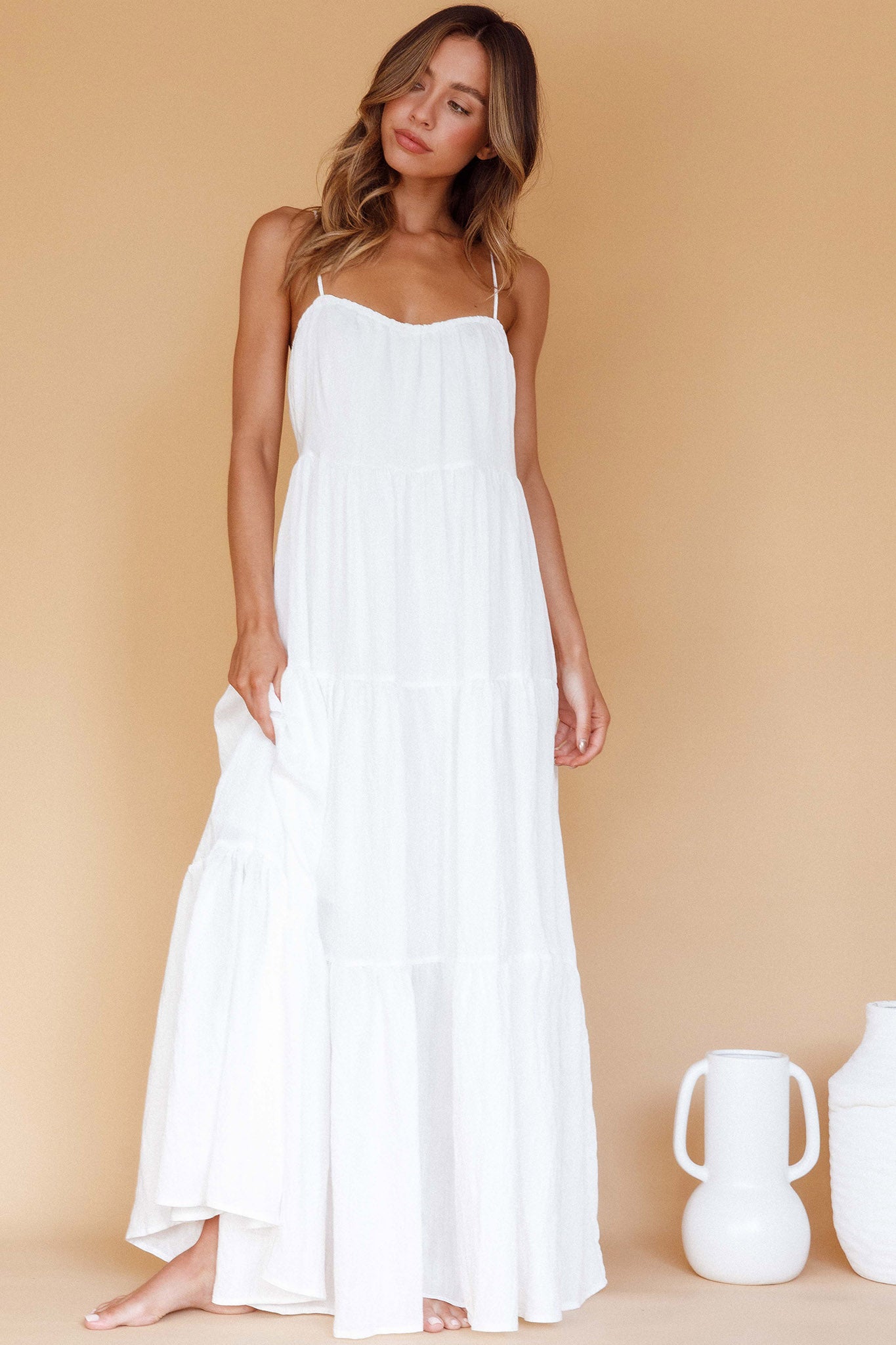 Bora Bora Tied Back Maxi Dress White by Selfie Leslie
