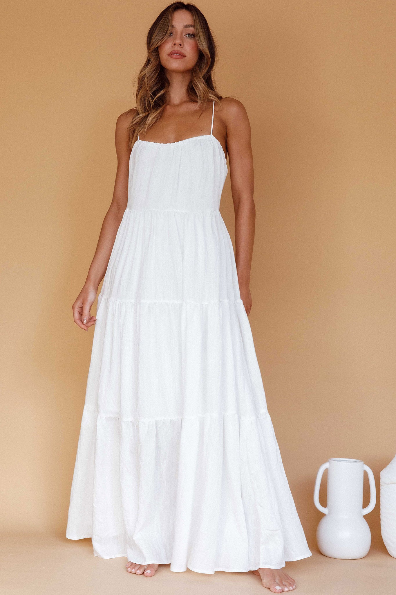Bora Bora Tied Back Maxi Dress White by Selfie Leslie