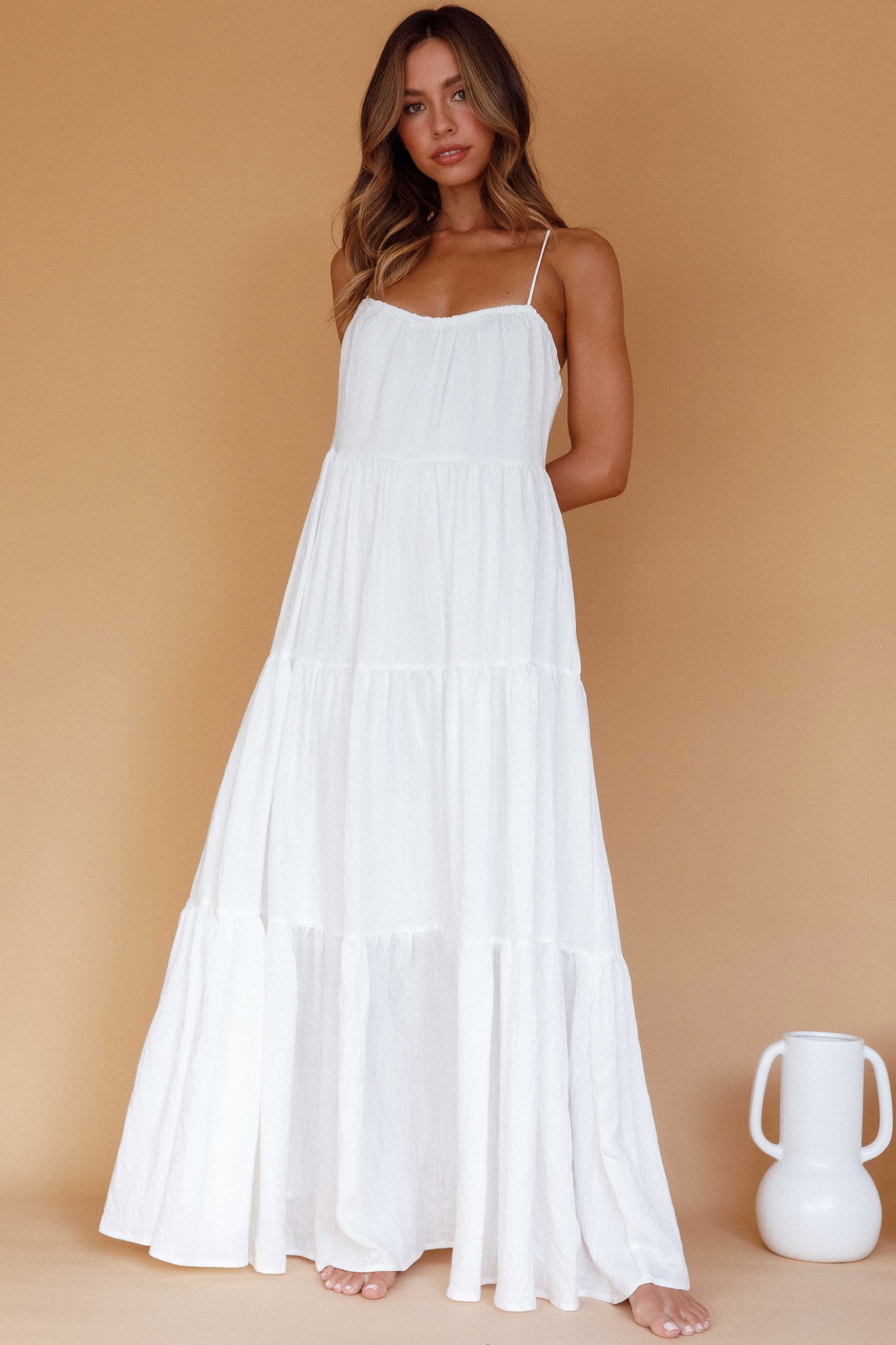 Bora Bora Tied Back Maxi Dress White by Selfie Leslie