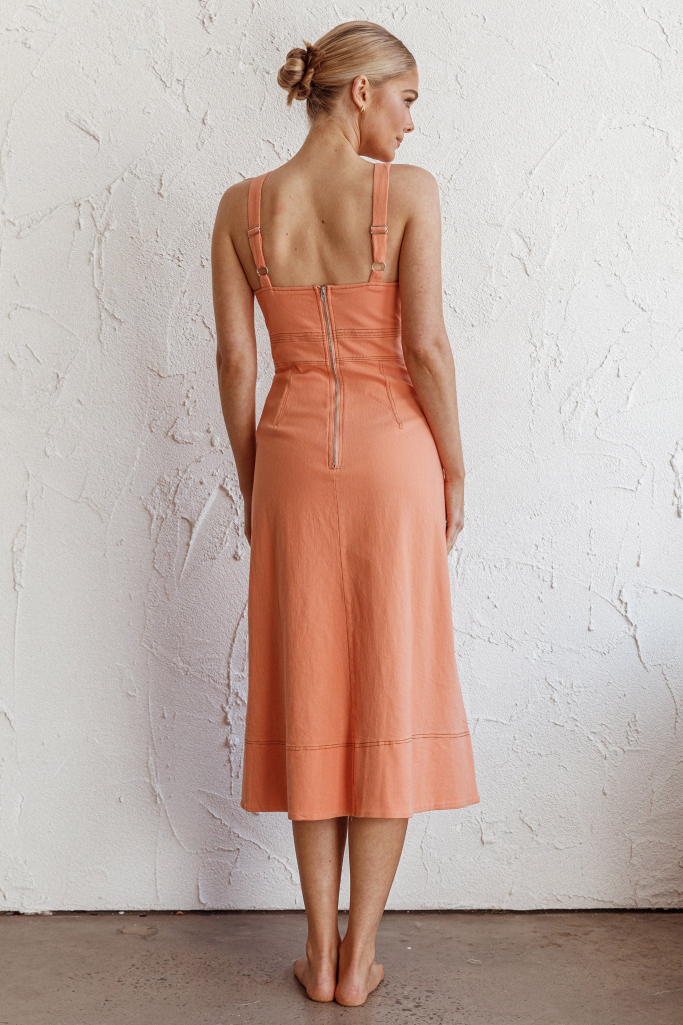 Elias Decorative Stitch Midi Dress Mango by Selfie Leslie