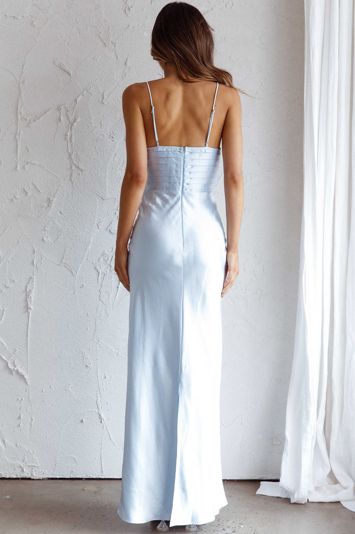Azara Pintuck Bodice Maxi Dress Steel Blue by Selfie Leslie