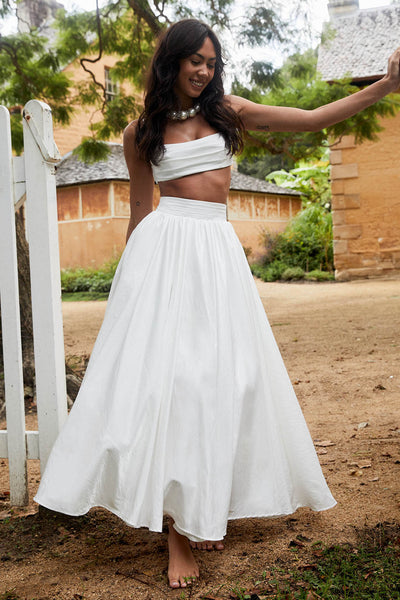 Love Songs Tied Back Maxi Skirt White– Selfie Leslie