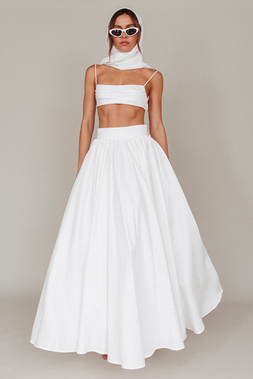 Love Songs Tied Back Maxi Skirt White by Selfie Leslie