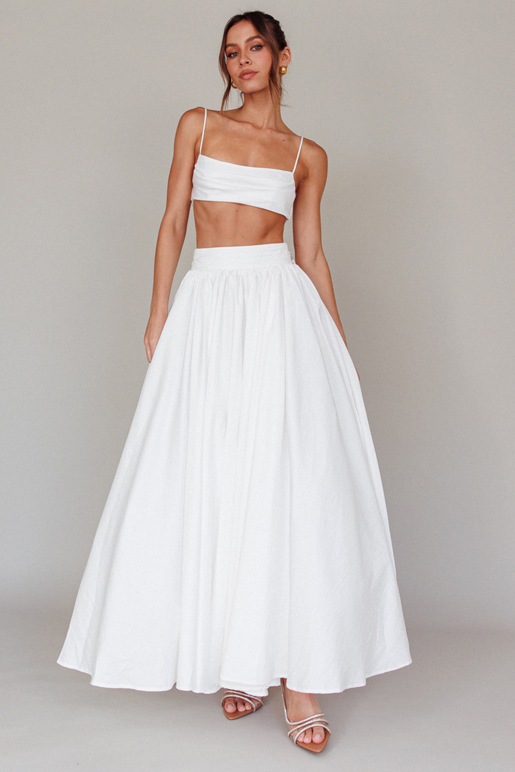 Love Songs Tied Back Maxi Skirt White by Selfie Leslie