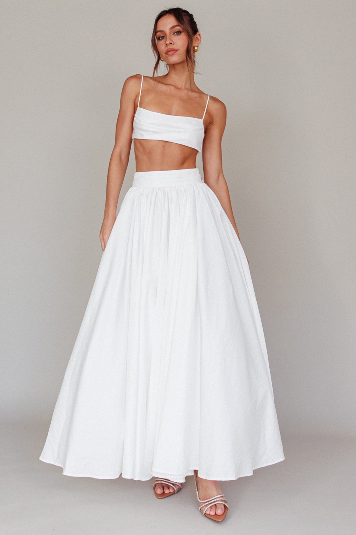 Love Songs Tied Back Maxi Skirt White by Selfie Leslie