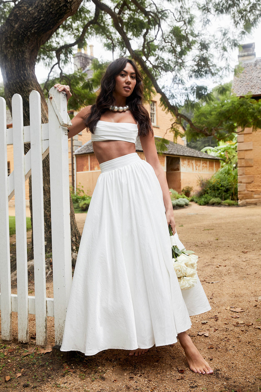 Love Songs Tied Back Maxi Skirt White by Selfie Leslie