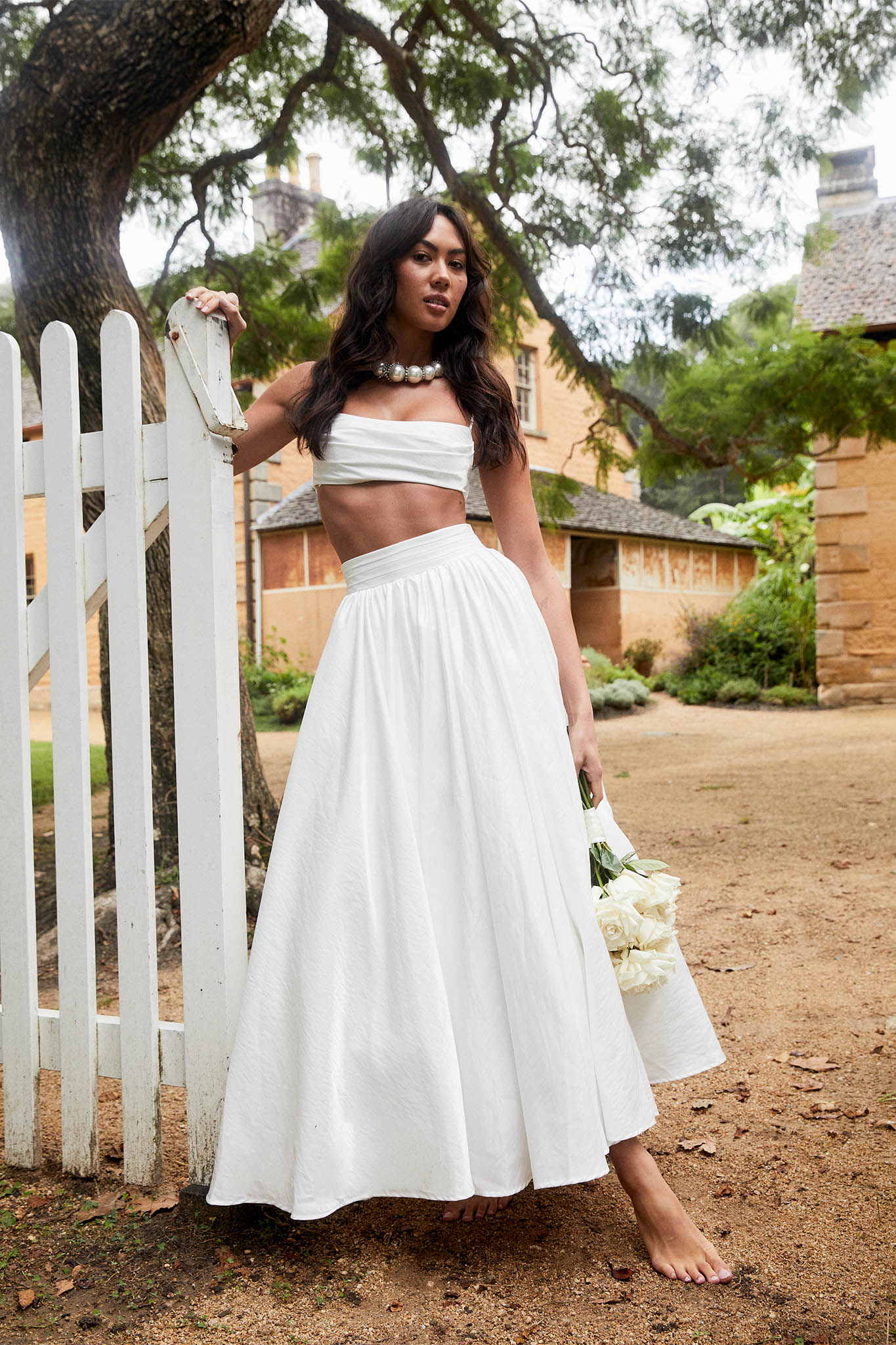 Love Songs Tied Back Maxi Skirt White by Selfie Leslie