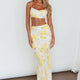 The Moment Satin Maxi Skirt Floral Yellow