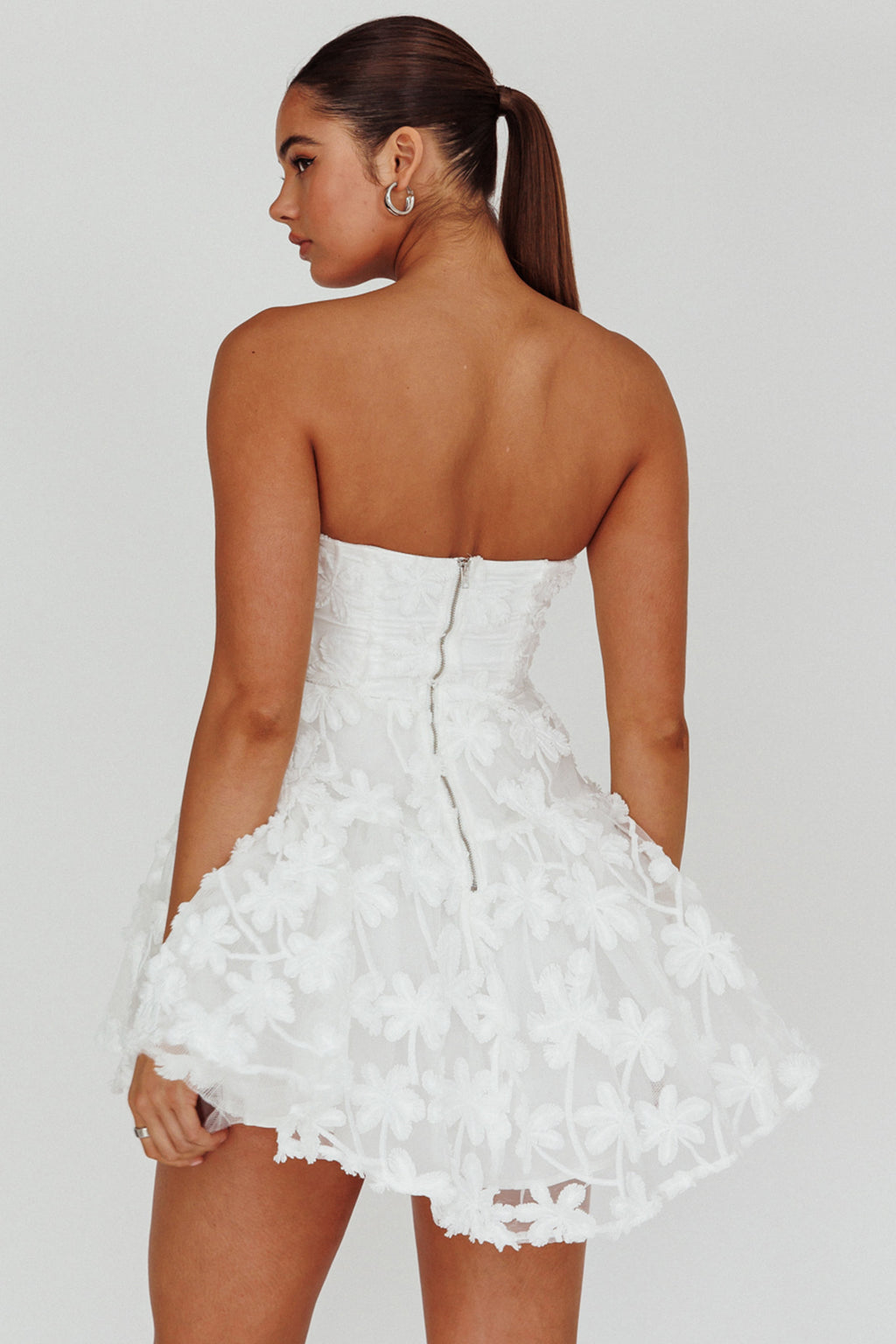 Dori Floral Embellished Mini Dress White by Selfie Leslie