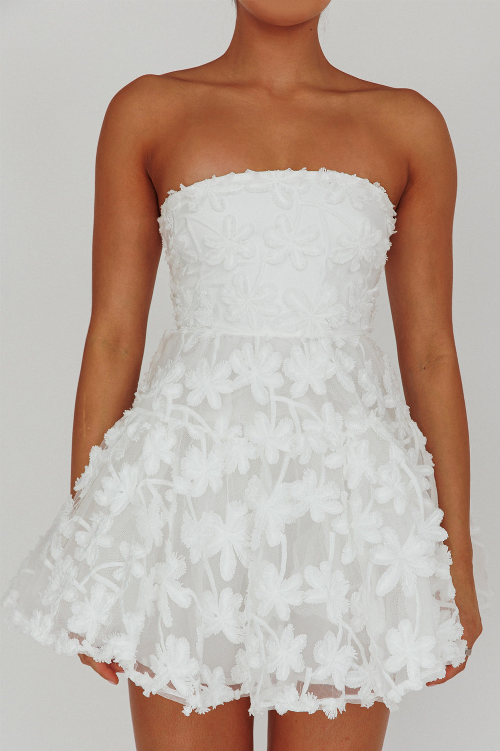 Dori Floral Embellished Mini Dress White by Selfie Leslie