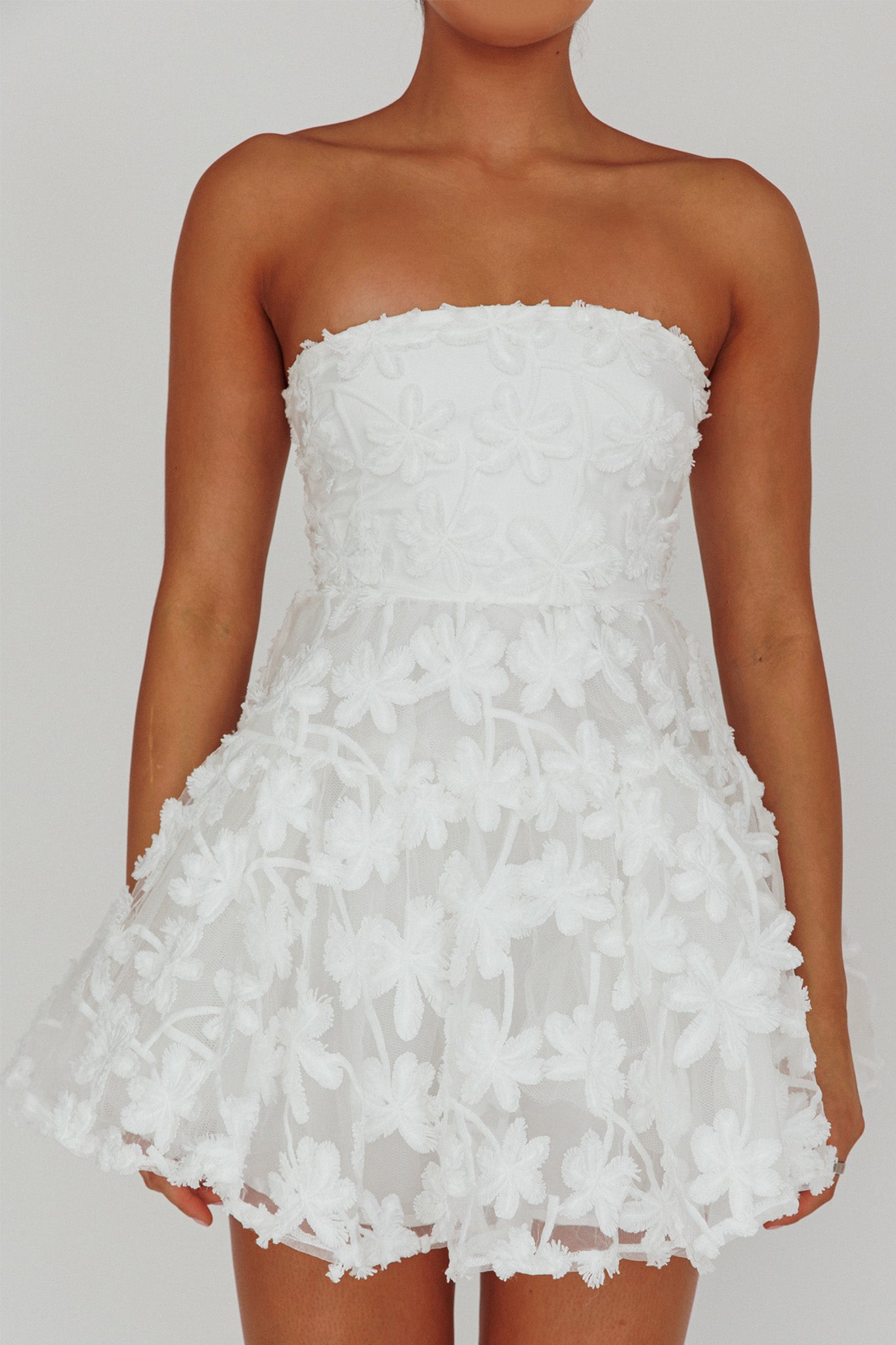 Dori Floral Embellished Mini Dress White by Selfie Leslie