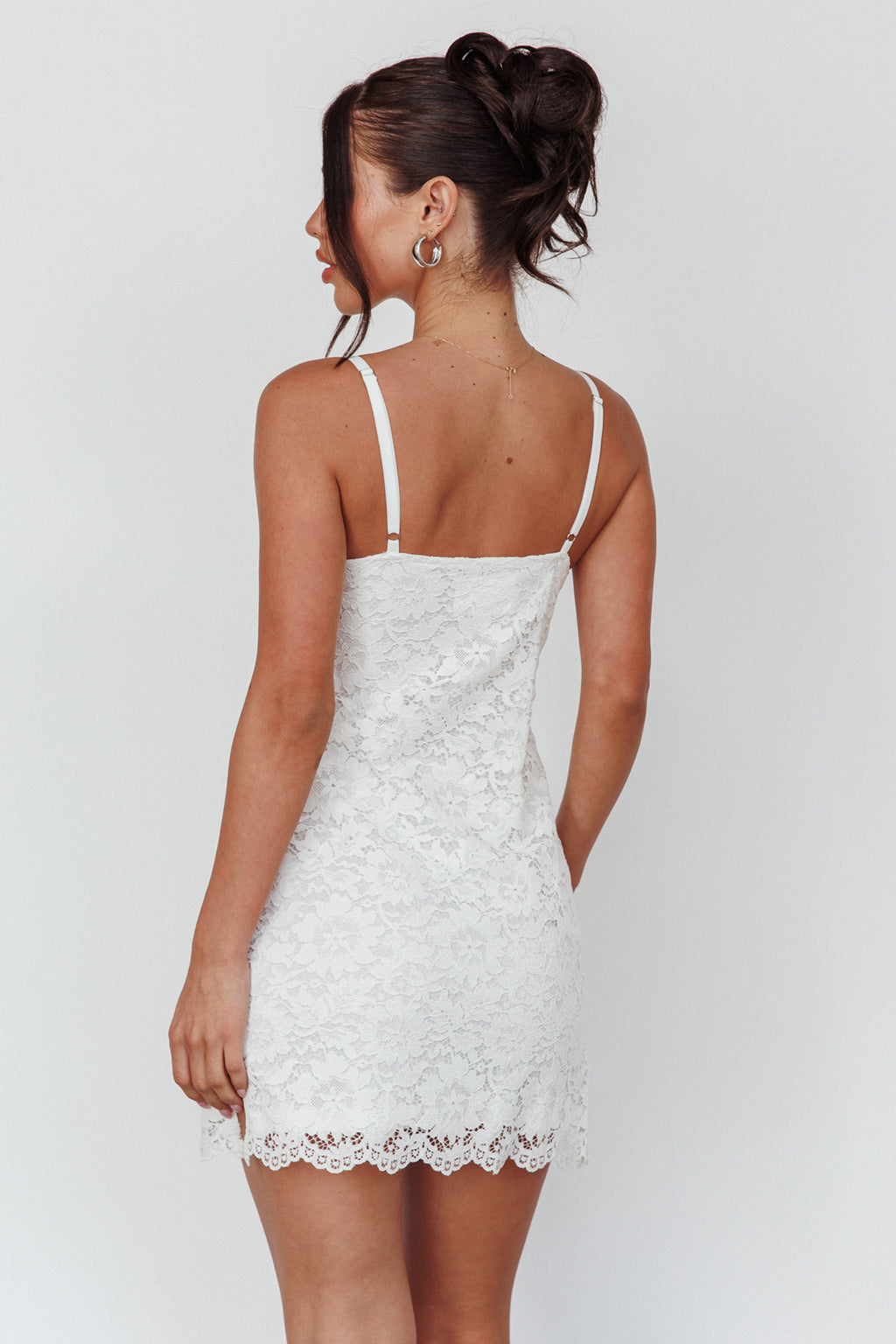 Juniper Moonlight Lace Mini Dress White by Selfie Leslie