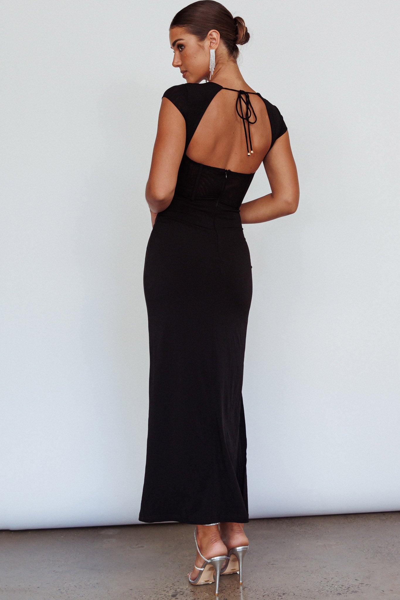 Capricorn Cap Sleeve Keyhole Maxi Dress Black Capricorn Cap Sleeve Keyhole Maxi Dress Black