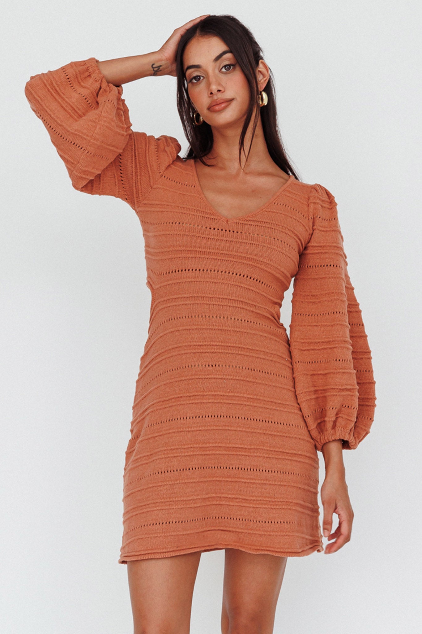 long sleeve cut out mini dress Meredith Cut-Out Cinnamon Low Iron If Needed Women's Easter Outfits Lulus Get Holiday Style Ready Select your size:13.5