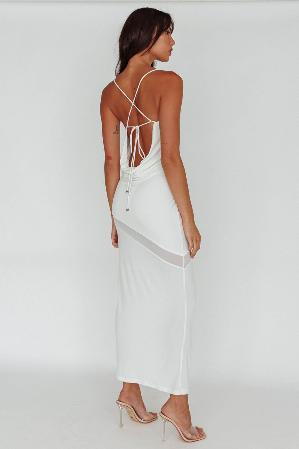Sun Kissed Cowl Tied Back Maxi Dress White by Selfie Leslie