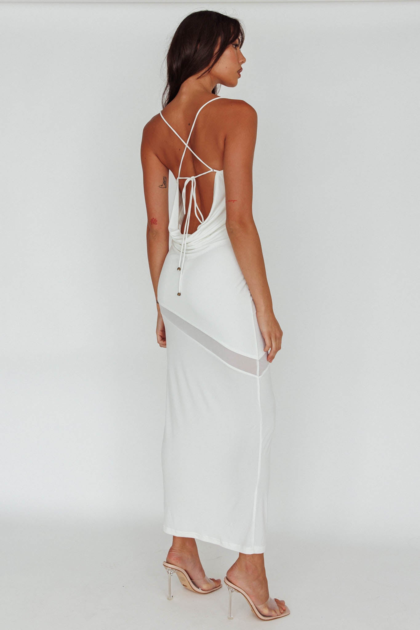 Sun Kissed Cowl Tied Back Maxi Dress White by Selfie Leslie