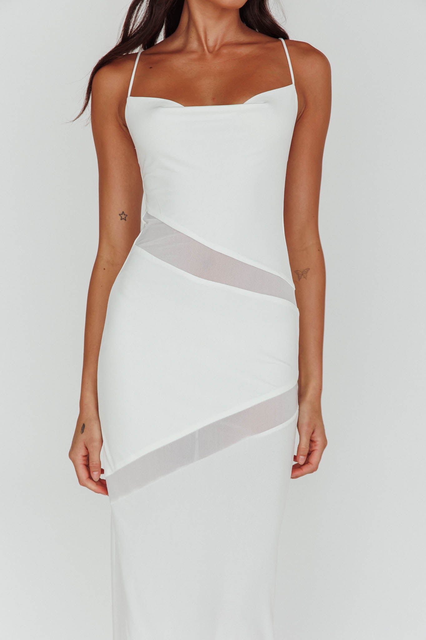 Sun Kissed Cowl Tied Back Maxi Dress White by Selfie Leslie