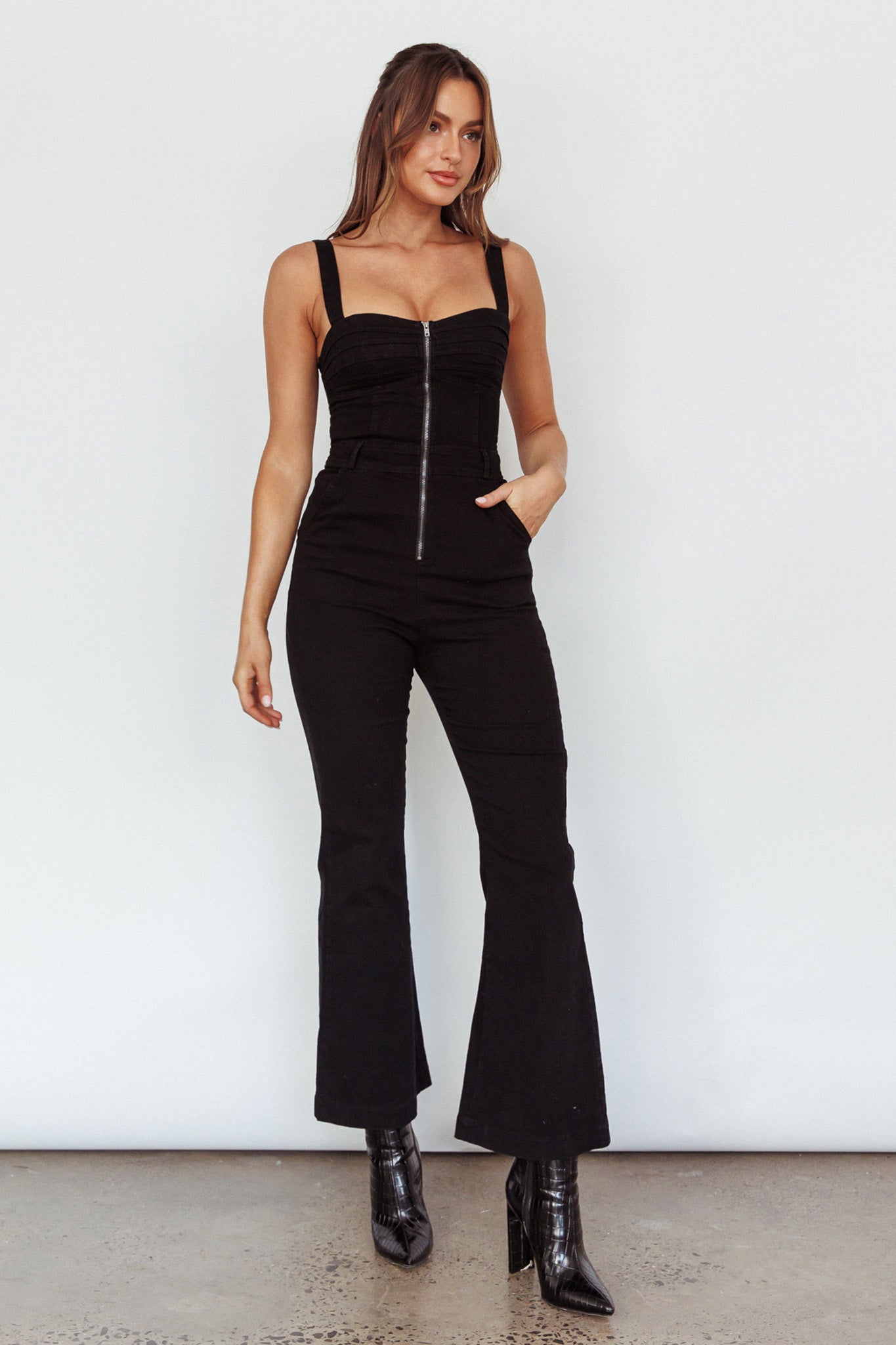 Emilio Flared Jumpsuit Black by Selfie Leslie