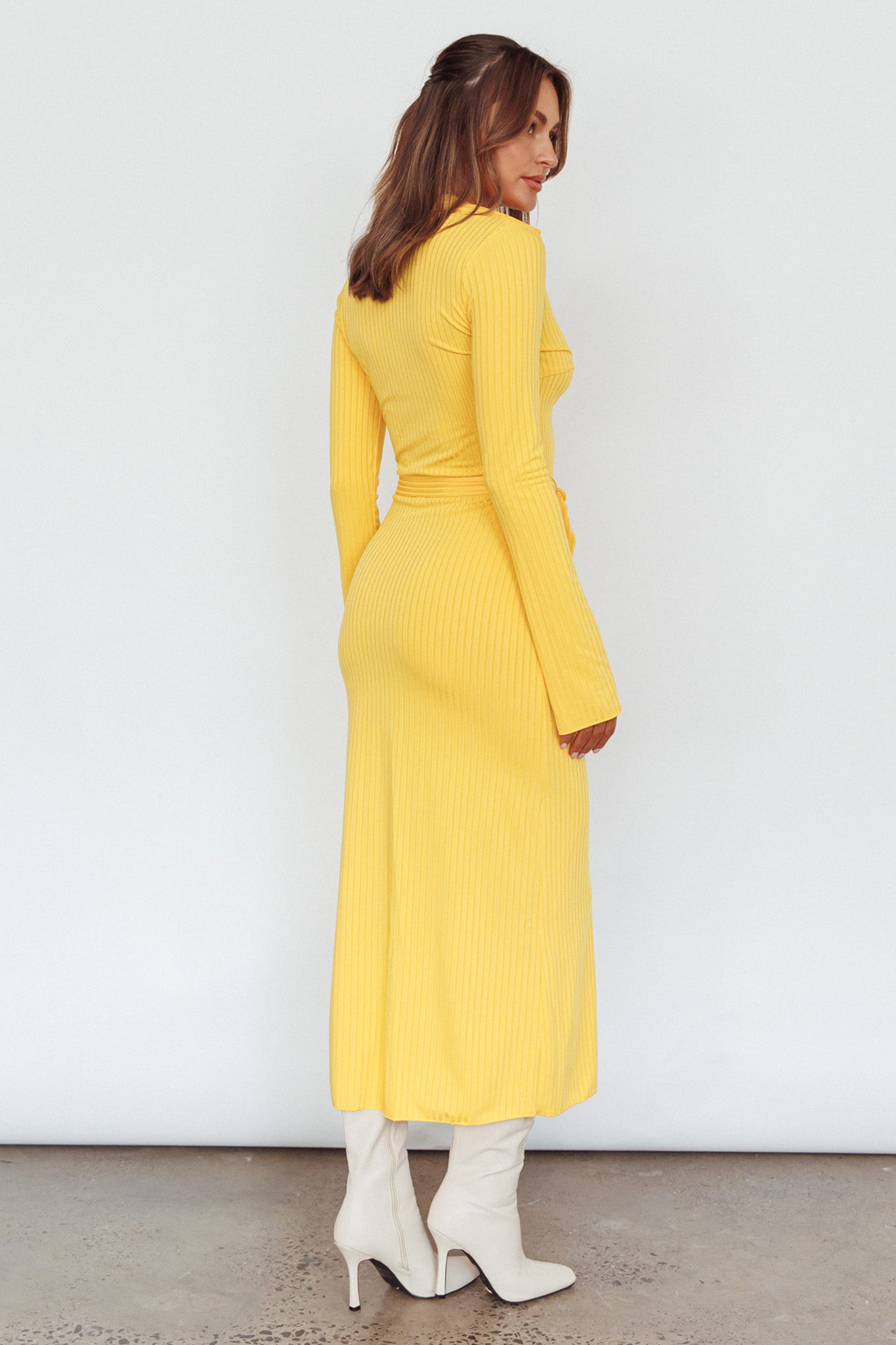 Eastcoast Collared Placket Midi Dress Yellow by Selfie Leslie