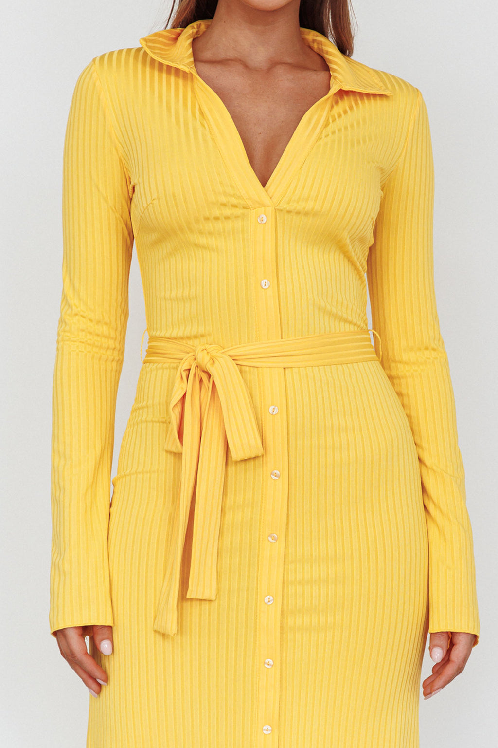 Eastcoast Collared Placket Midi Dress Yellow by Selfie Leslie