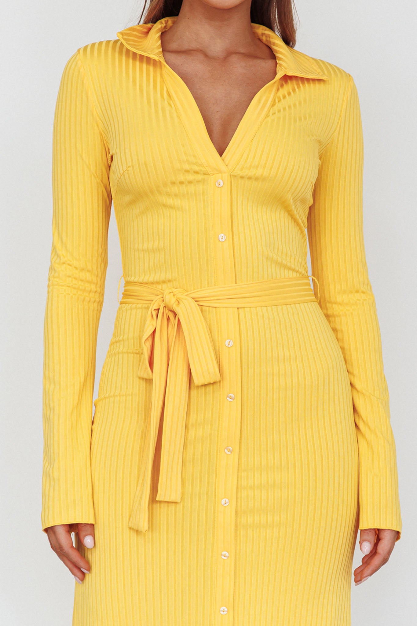 Eastcoast Collared Placket Midi Dress Yellow by Selfie Leslie