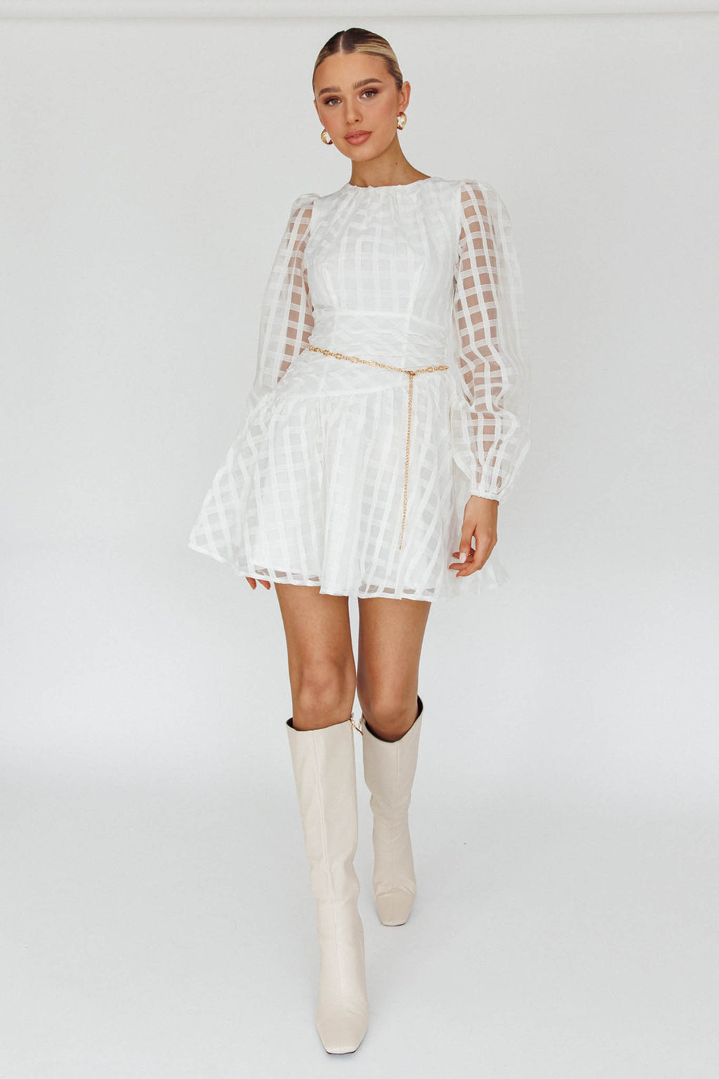 Tatiana Long Sleeve Plaid Mini Dress by Selfie Leslie