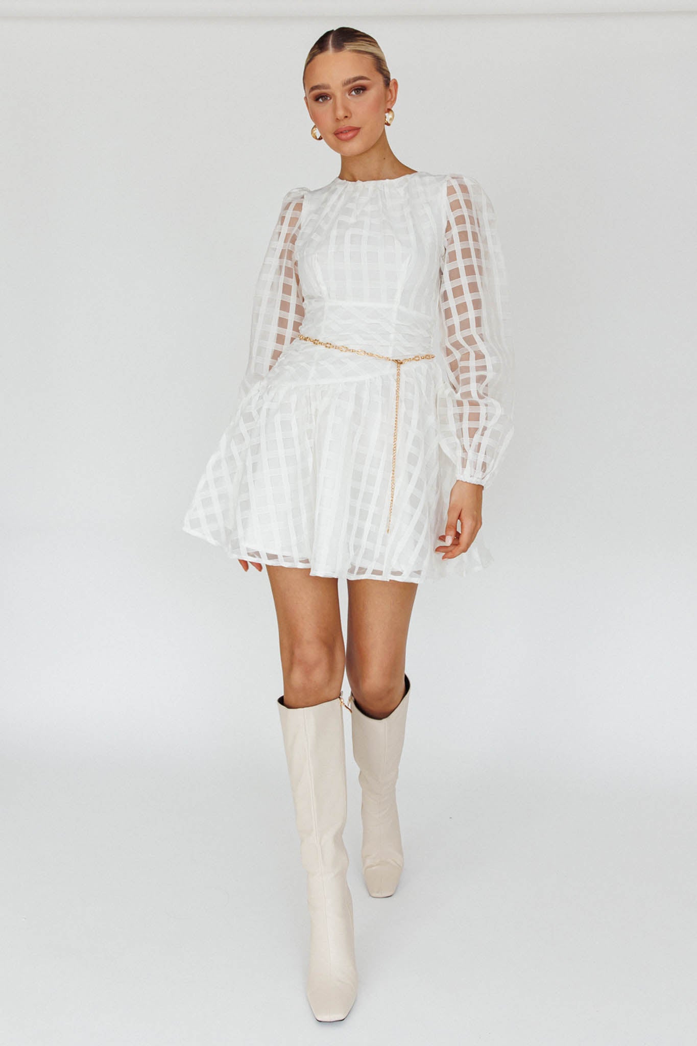 Tatiana Long Sleeve Plaid Mini Dress by Selfie Leslie