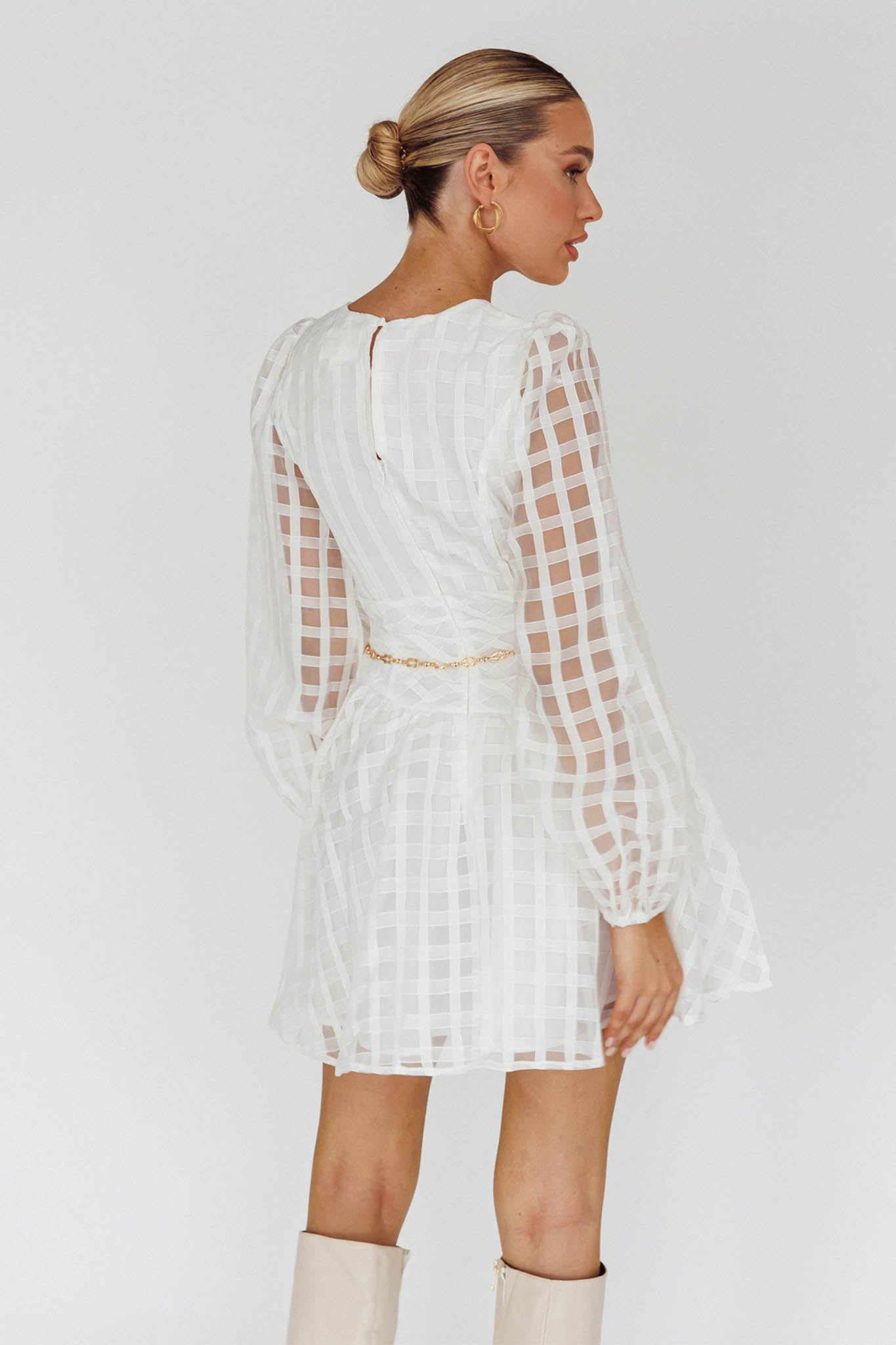 Tatiana Long Sleeve Plaid Mini Dress by Selfie Leslie