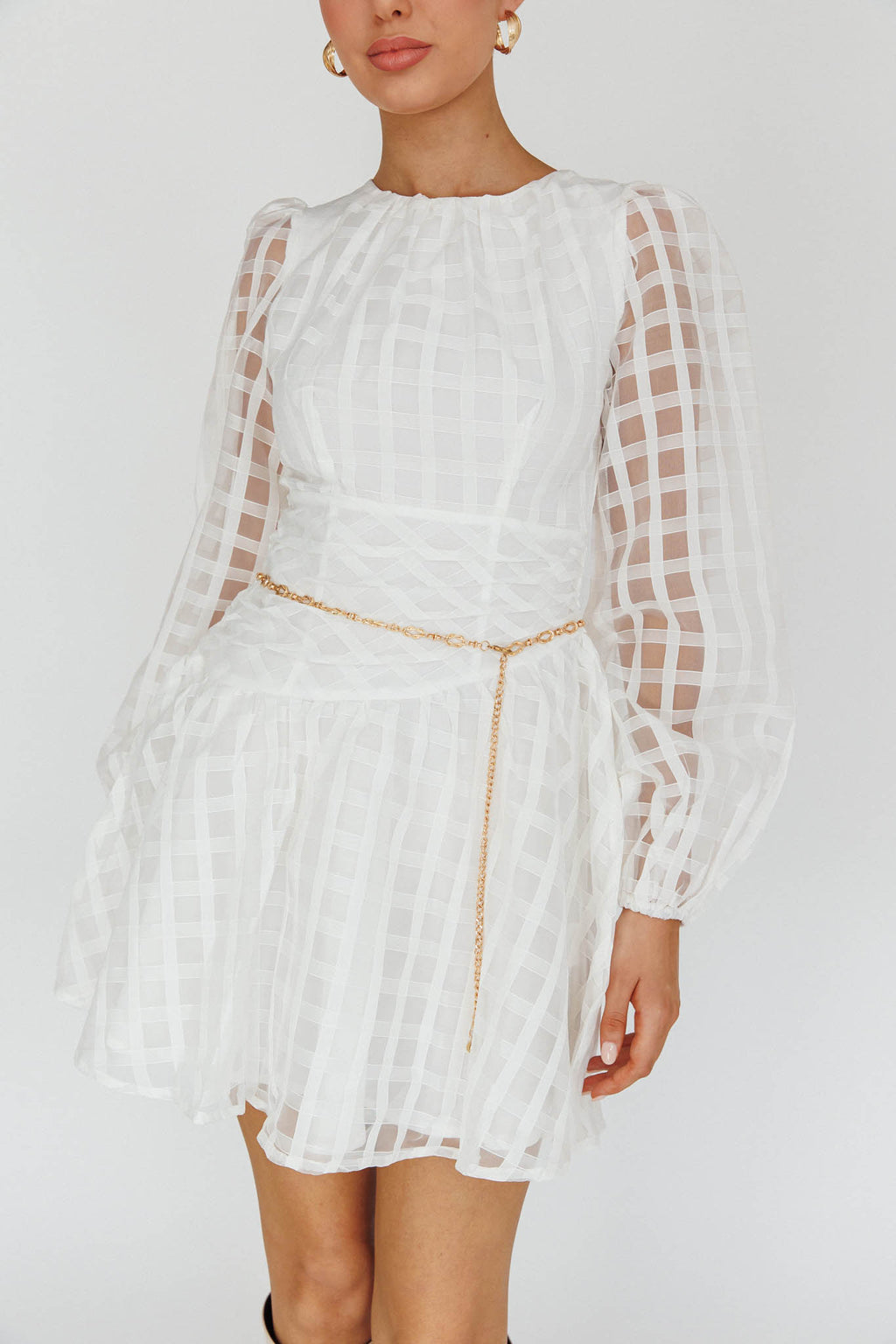 Tatiana Long Sleeve Plaid Mini Dress by Selfie Leslie