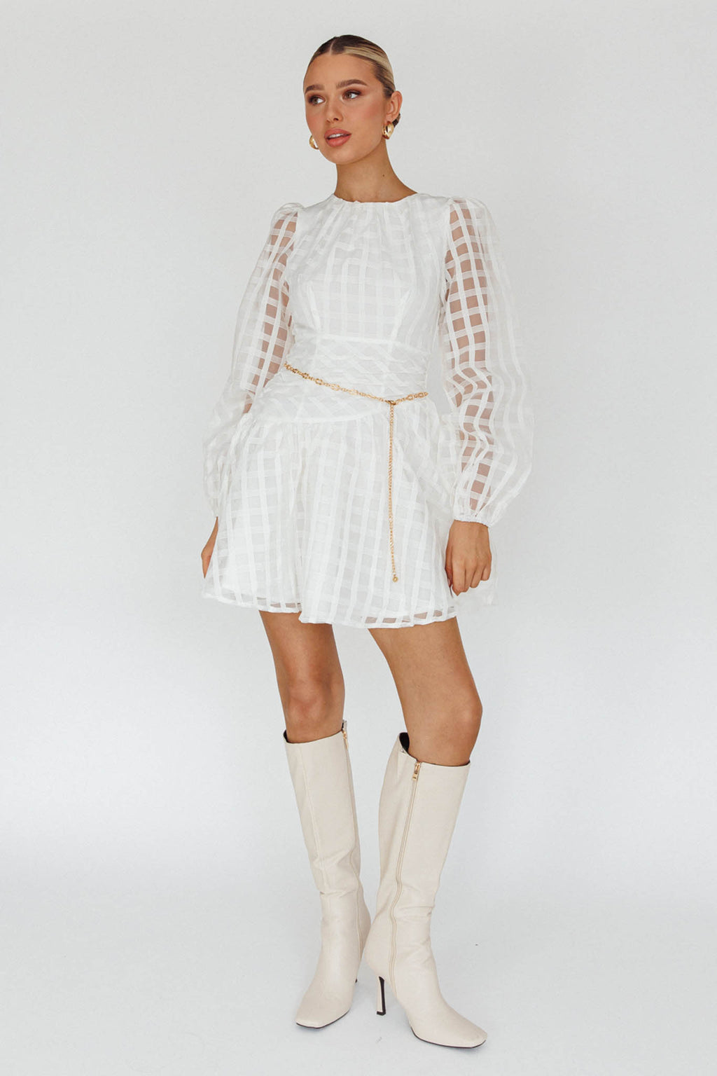Tatiana Long Sleeve Plaid Mini Dress by Selfie Leslie