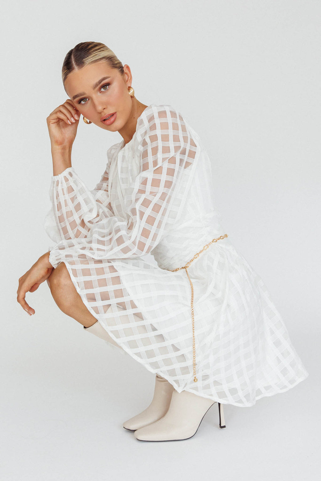 Tatiana Long Sleeve Plaid Mini Dress by Selfie Leslie